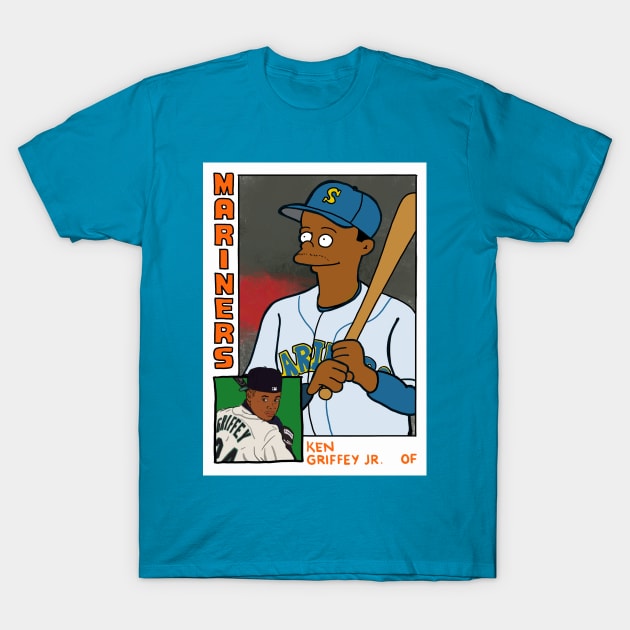 Homer at the Bat KEN GRIFFEY JR Simpsons Parody MARINERS Baseball Card T-Shirt T-Shirt by cousscards